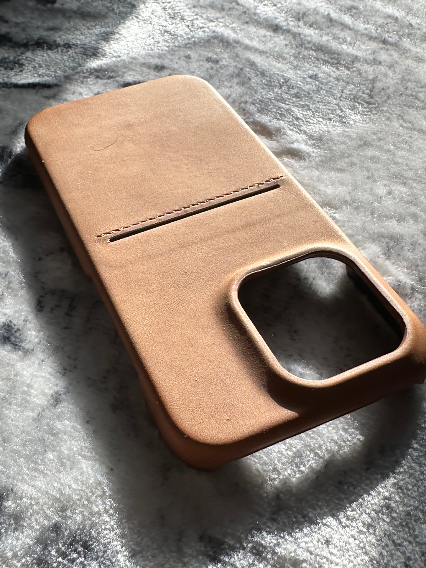 Vault Skins Executive |Light Brown Lambskin Leather iPhone Case with Card Slot