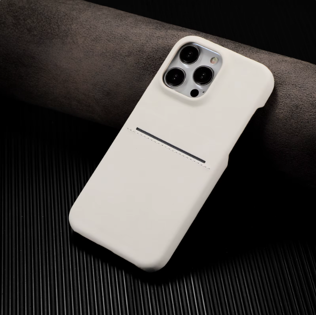 Vault Skins Executive | White Lambskin Leather iPhone Case with Card Slot