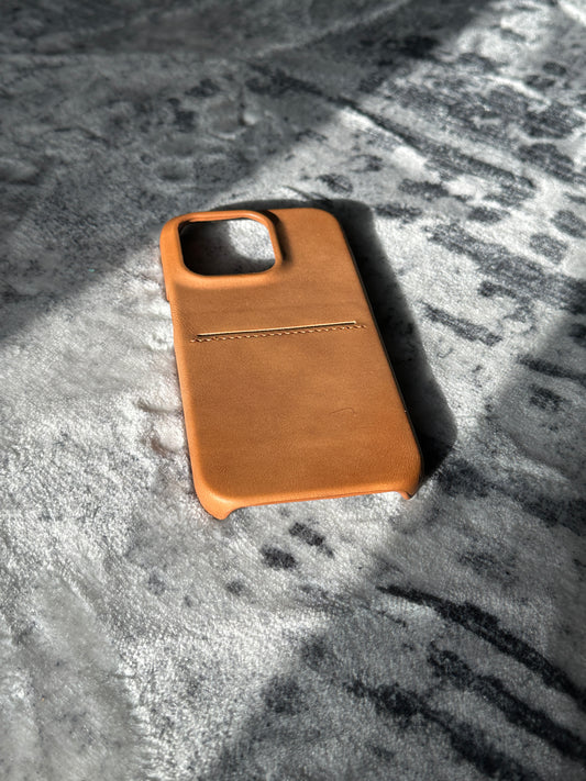 Vault Skins Executive |Light Brown Lambskin Leather iPhone Case with Card Slot