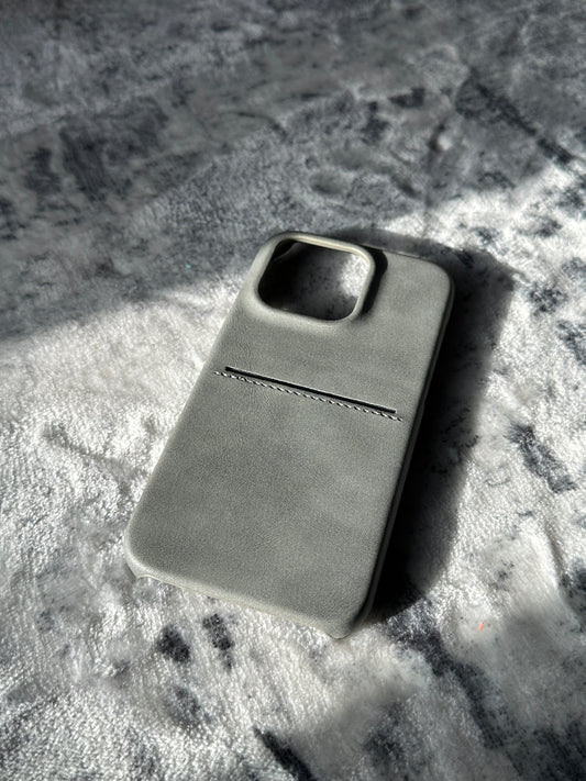 Vault Skins Executive | Grey Lambskin Leather iPhone Case with Card Slot